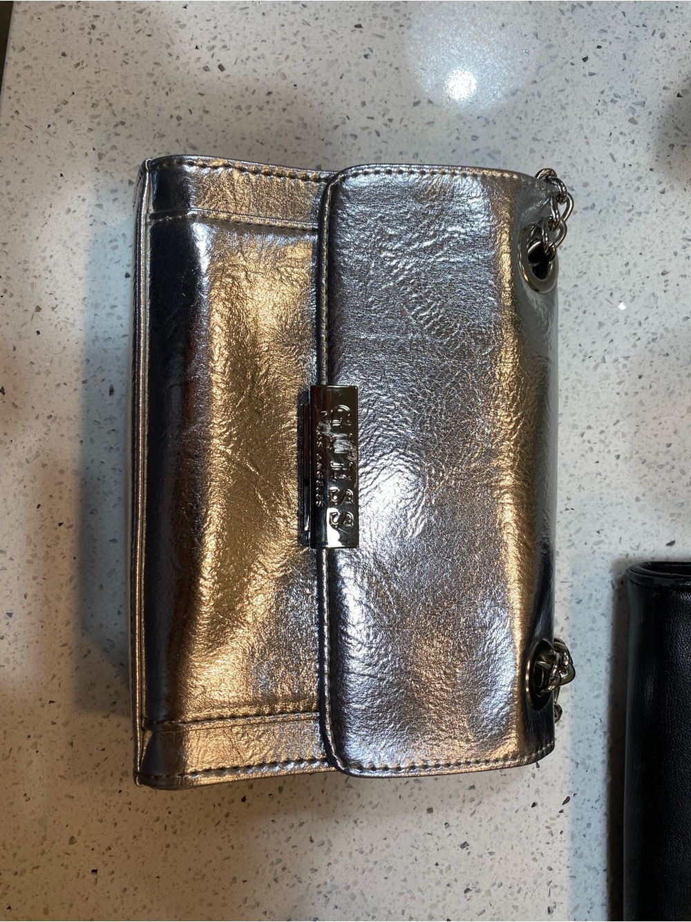Guess Metallic Silver Crossbody Bag